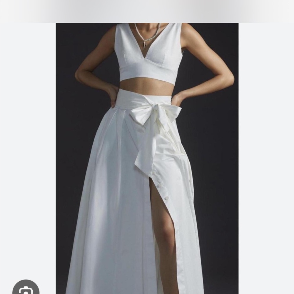 Anthropologie Cream Wrap Maxi Skirt  with Slit SET